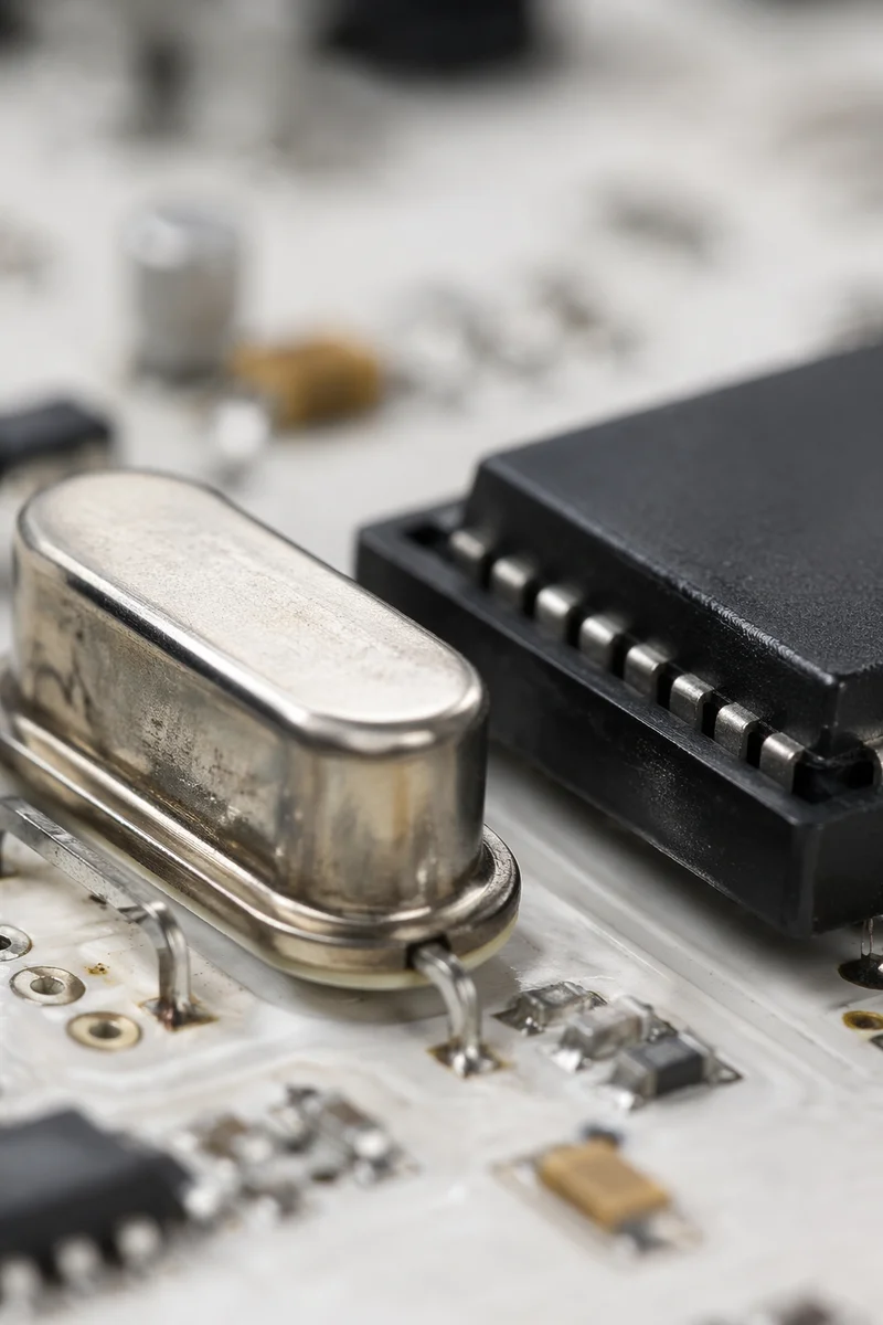 Macro Close Up of White Circuit Board