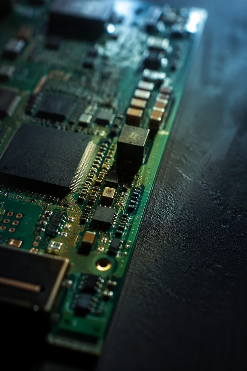Macro Circuit Board in Morning Light