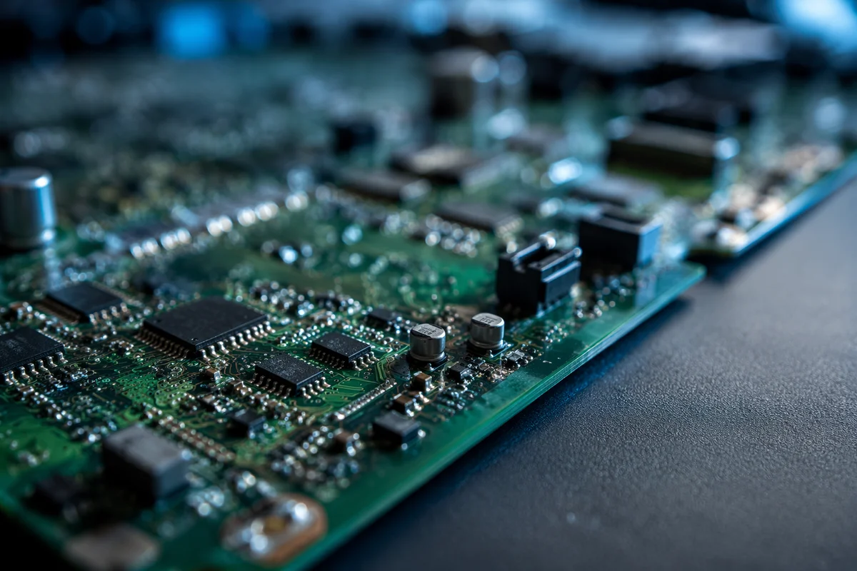 Macro Circuit Board on Graphite Workbench