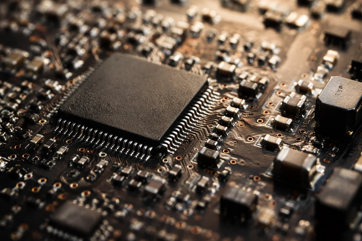 Macro Close-Up of Precision Circuit Board