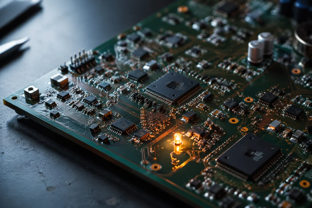 Macro Circuit Board with Amber LED