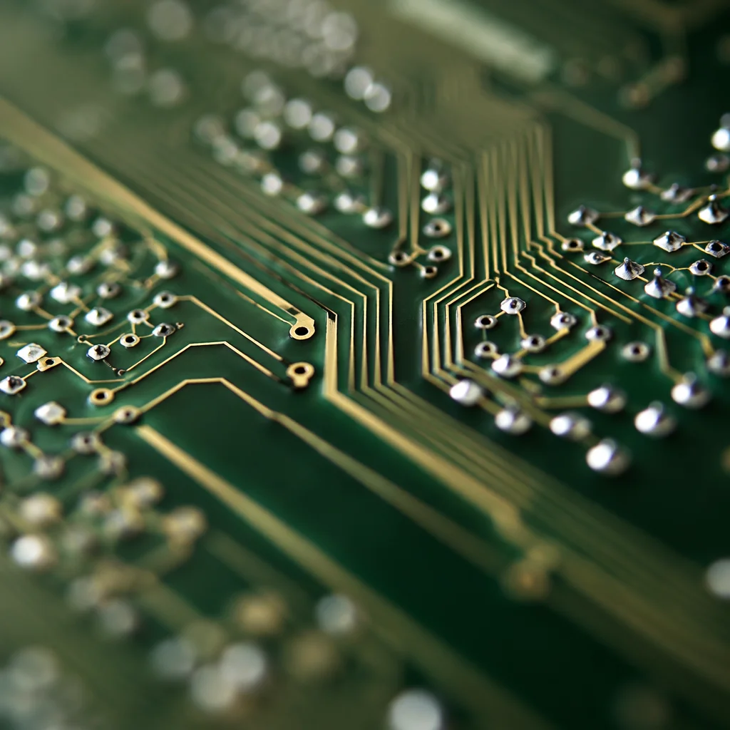 Green Circuit Board Macro with Solder Detail