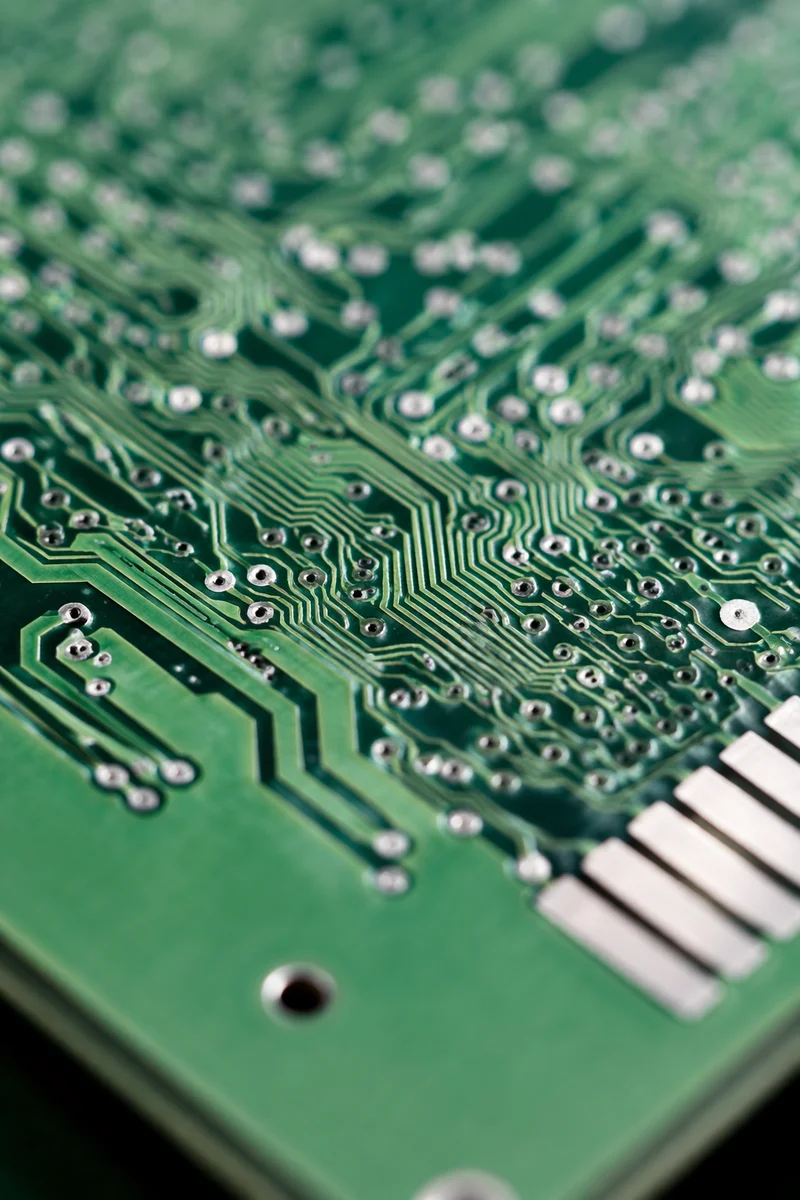 Green Circuit Board Macro Detail