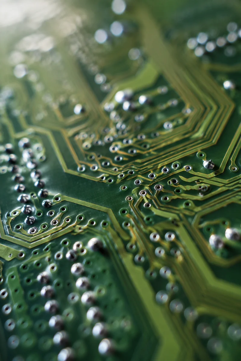 Green Circuit Board Macro Solder Detail