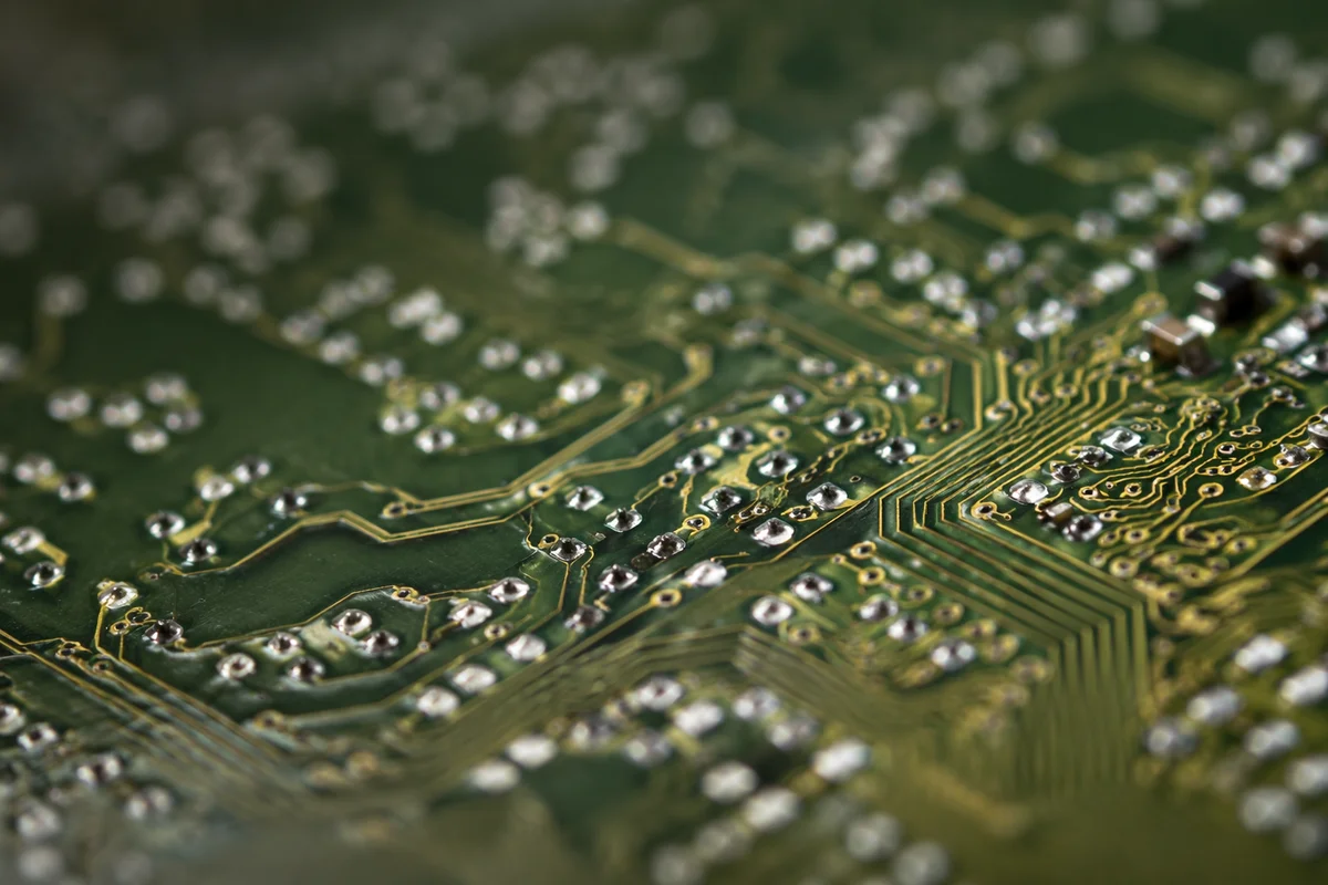 Green Circuit Board Macro Solder Detail