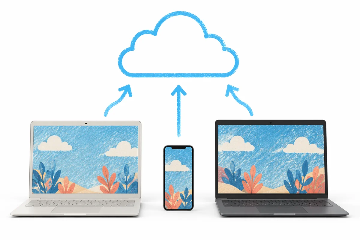 Cloud Upload Network With Laptops