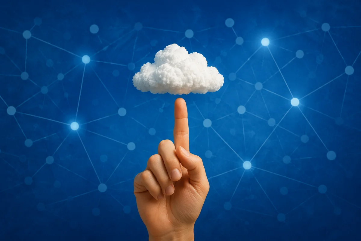 Hand Touching Cloud Computing Network