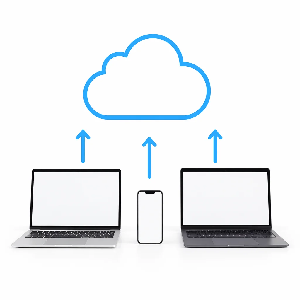 Cloud Computing Devices With Upload Arrows