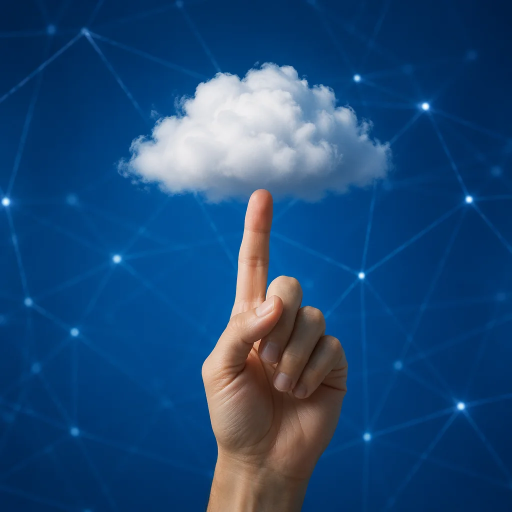 Hand Touching Cloud Computing Network