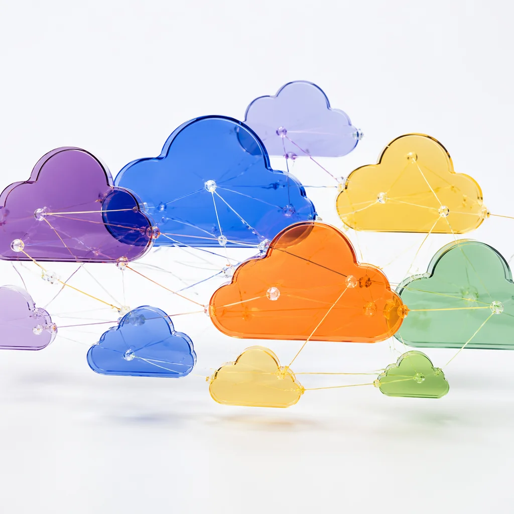 Abstract Cloud Network With Glowing Connectors