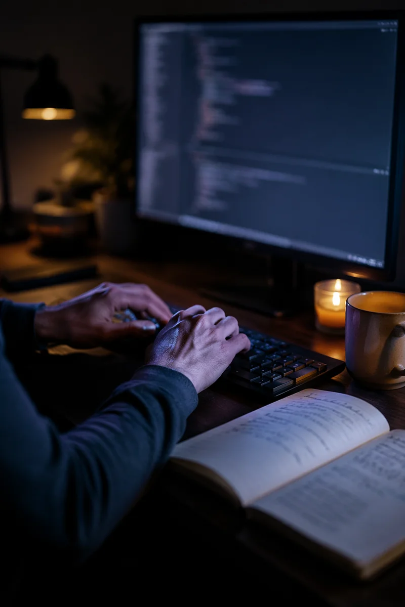 Late Night Developer Coding in Quiet Focus