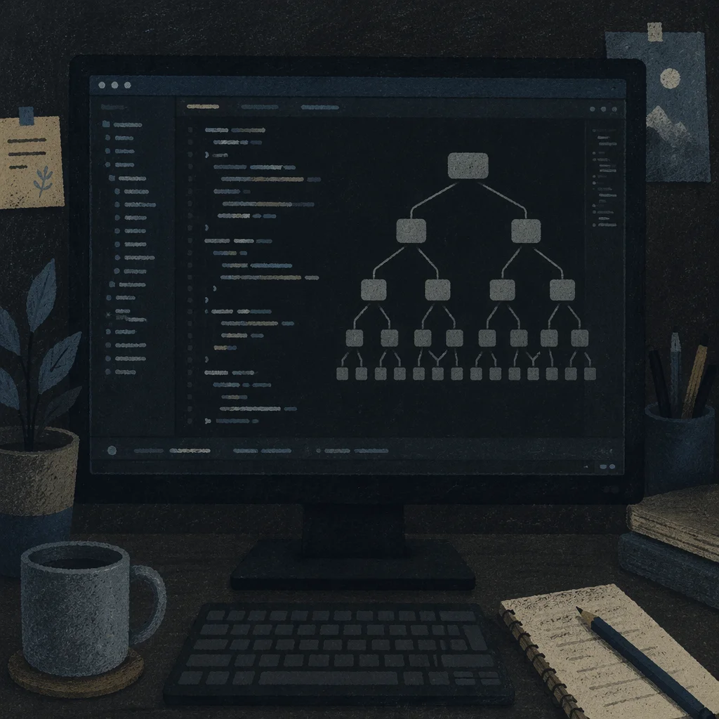 Dark Mode Coding Screen in Shadow