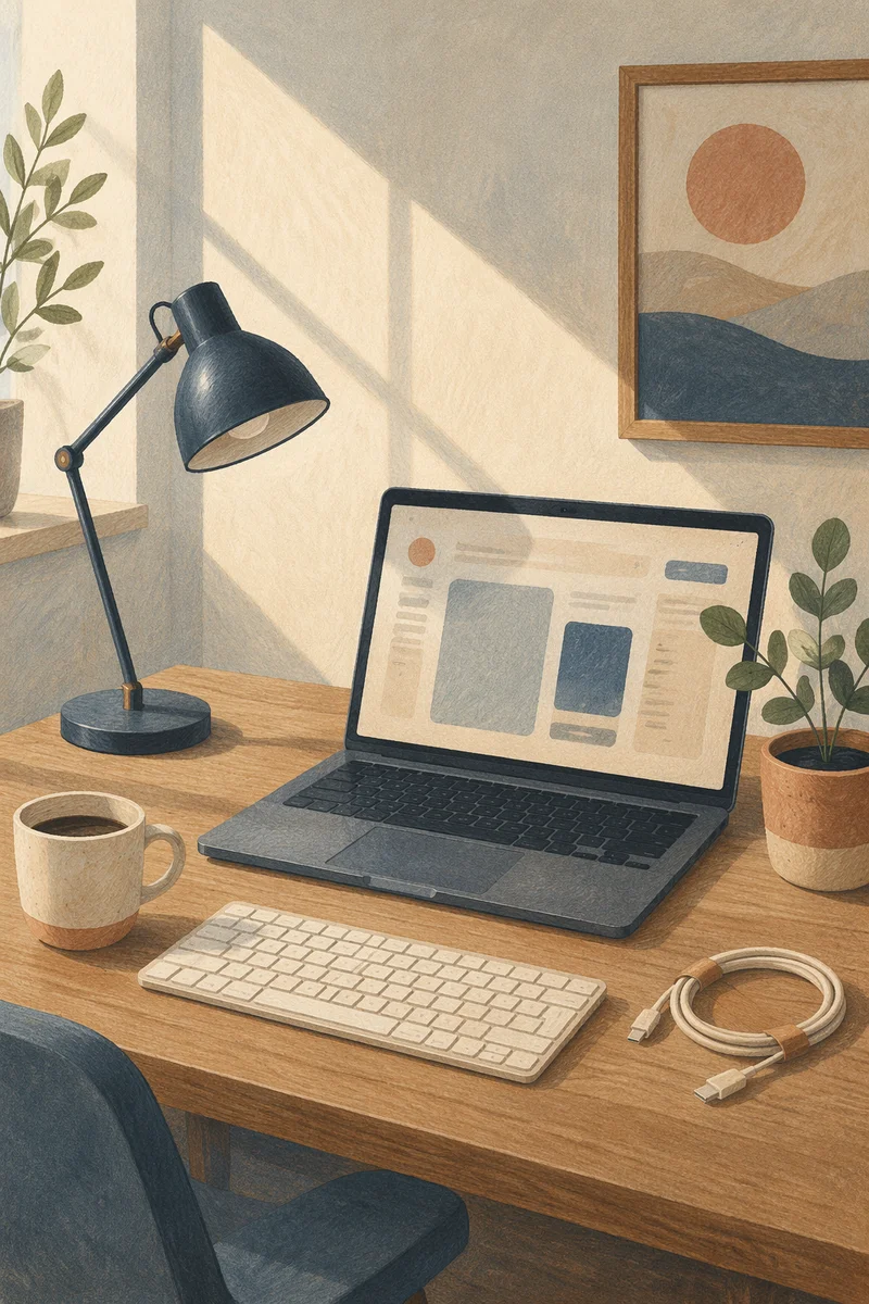 Modern Laptop Workspace by Sunlit Window