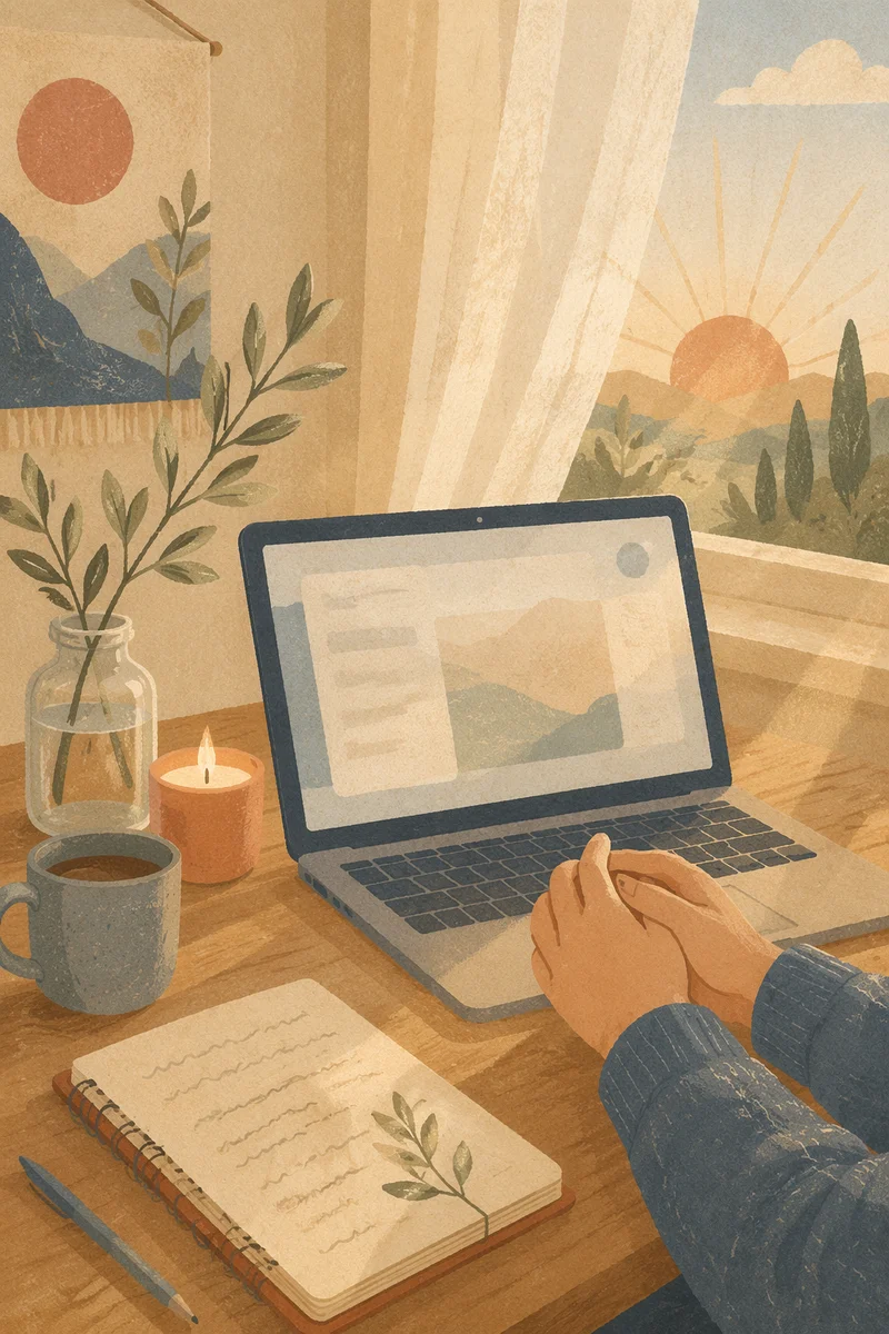 Modern Laptop Workspace in Morning Light