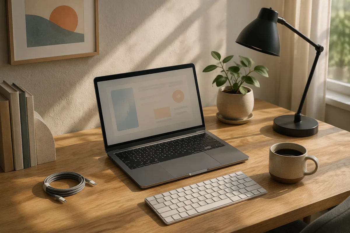 Modern Laptop Workspace by Window Light