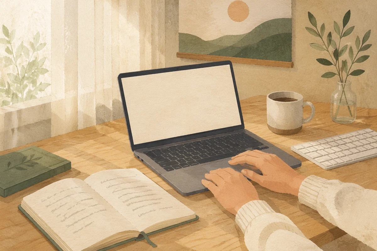 Modern Laptop Workspace with Morning Light
