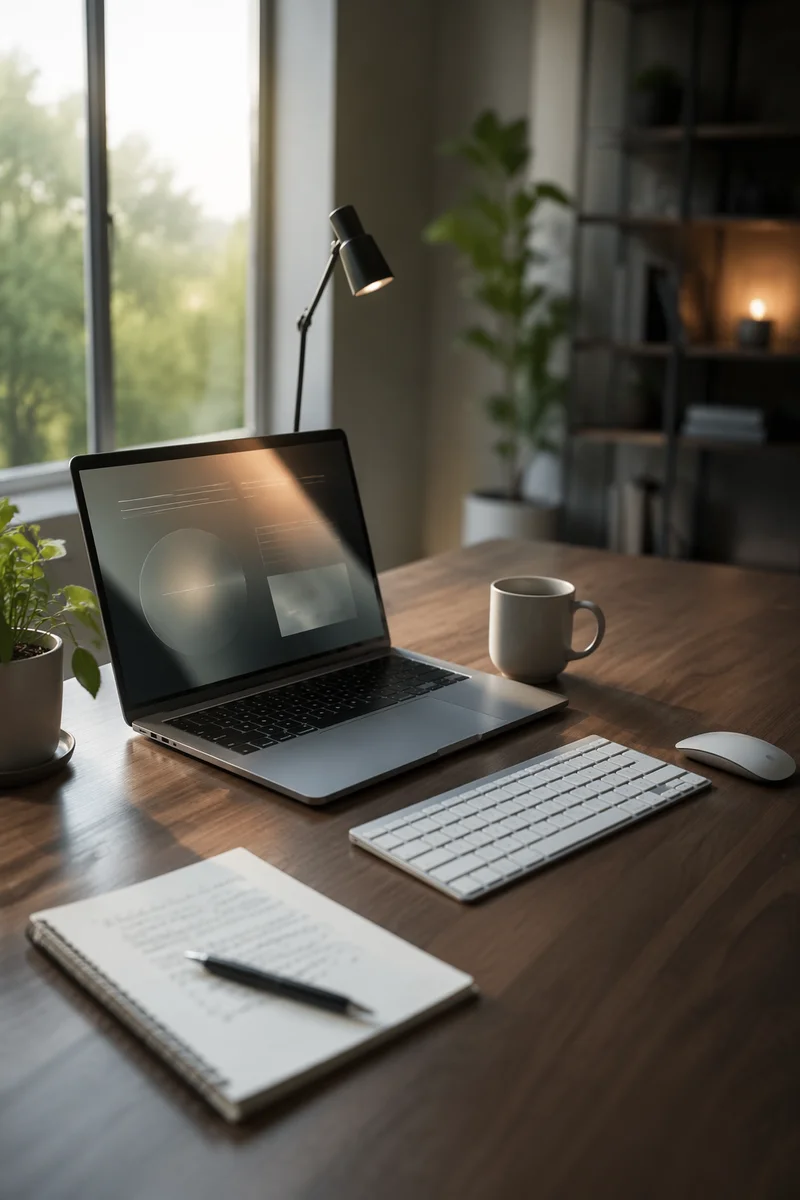 Modern Laptop Workspace by Window Light