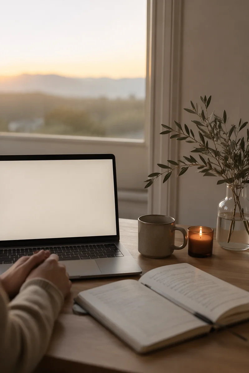 Quiet Dawn Laptop Workspace