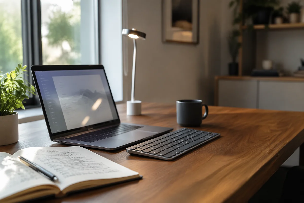Modern Laptop Workspace by Window Light