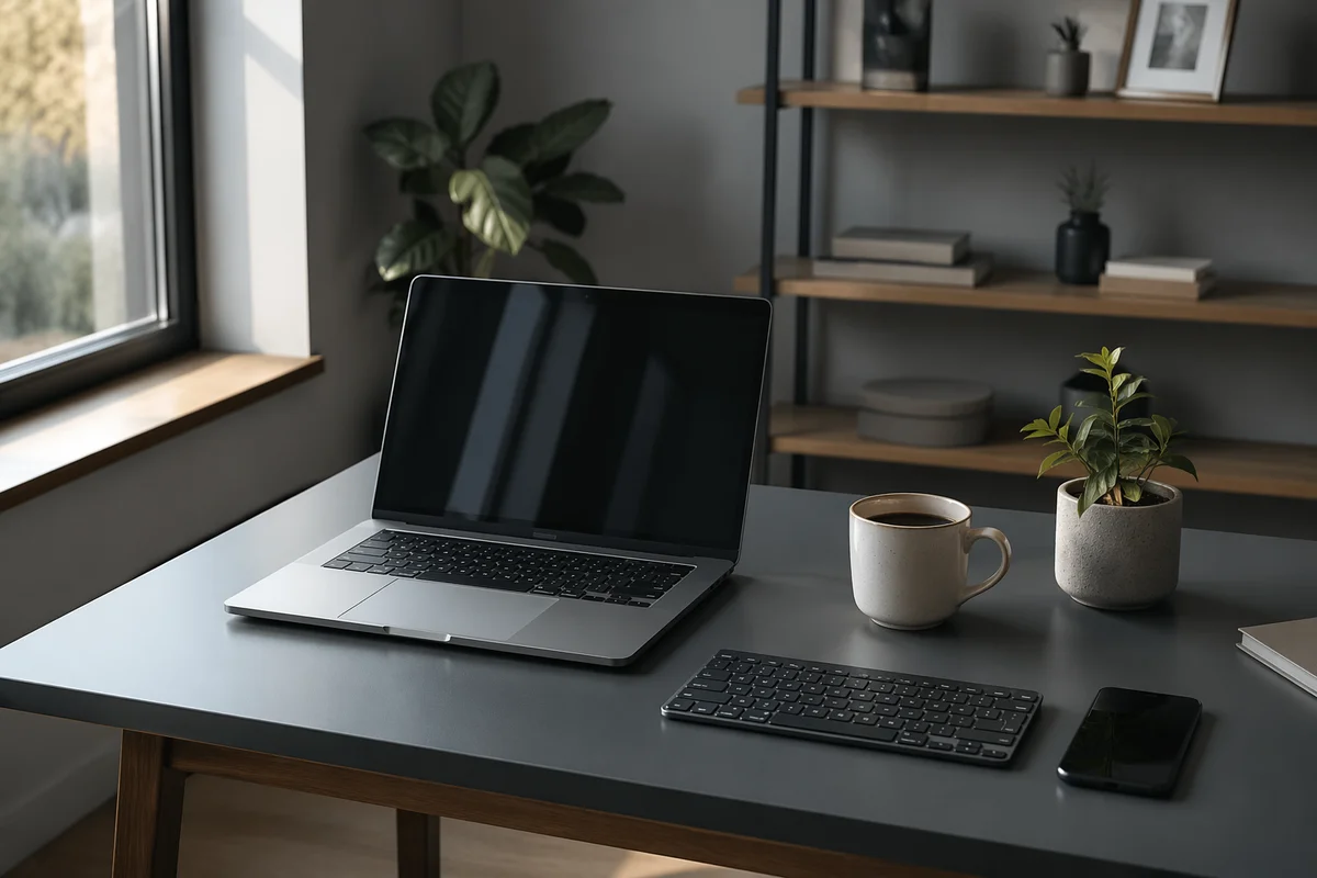 Modern Laptop Workspace with Morning Light