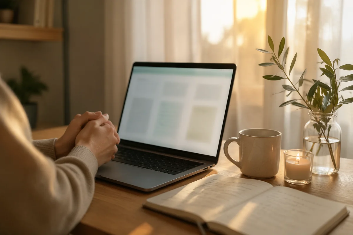 Modern Laptop Workspace in Morning Light