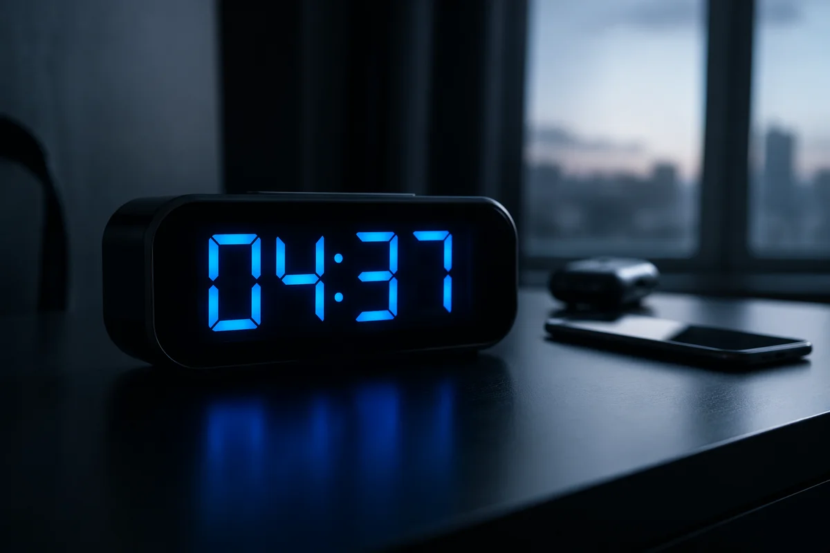 Glowing Blue Digital Clock at Dawn