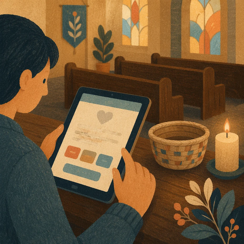 Digital Giving on Tablet in Sanctuary
