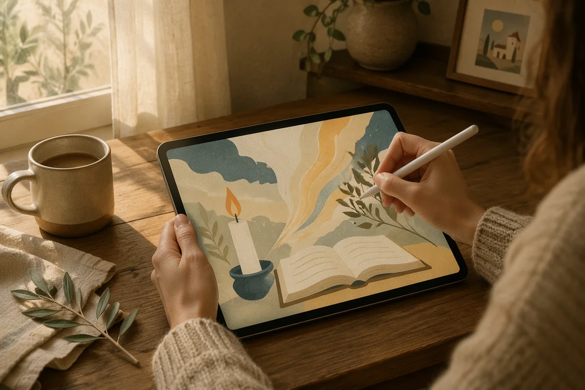Faithful Tablet Sketch in Morning Light