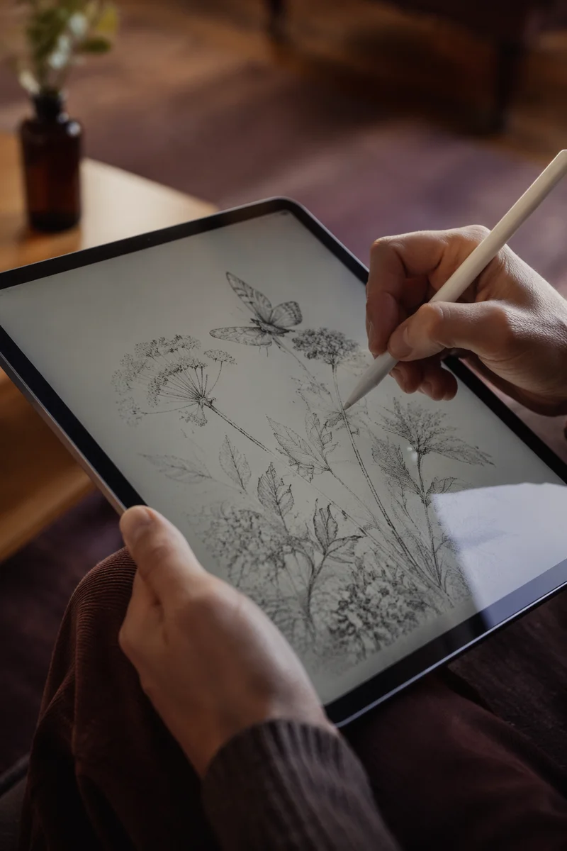Creative Hands Drawing on Digital Tablet