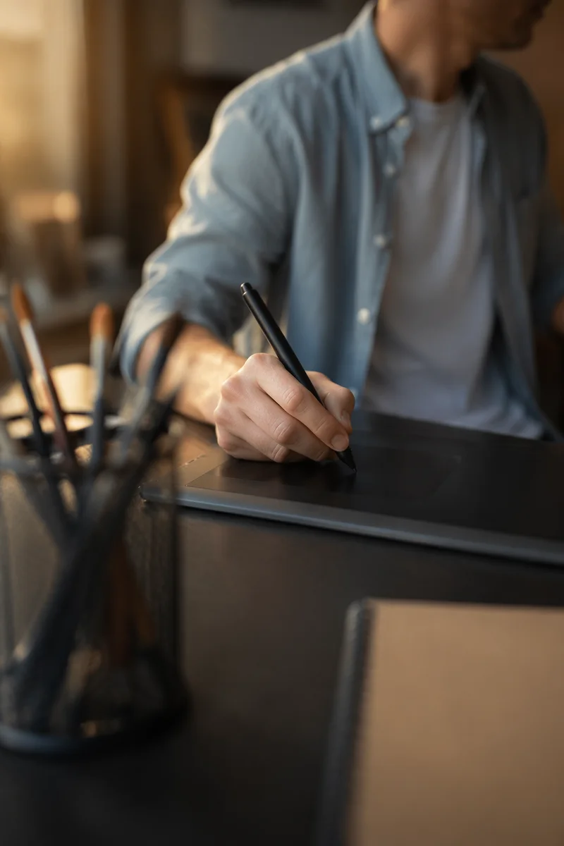 Creative Professional Drawing on Digital Tablet