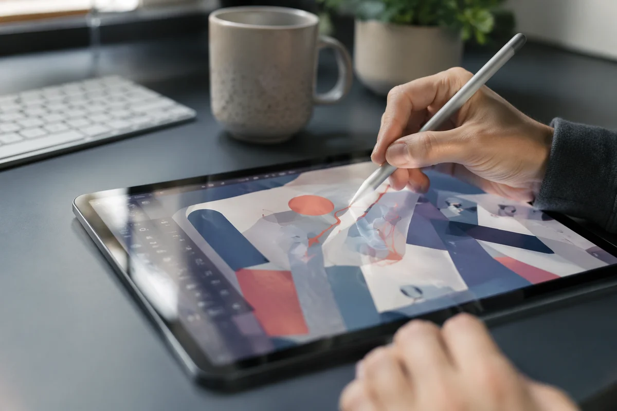 Digital Tablet Stylus Drawing in Creative Studio