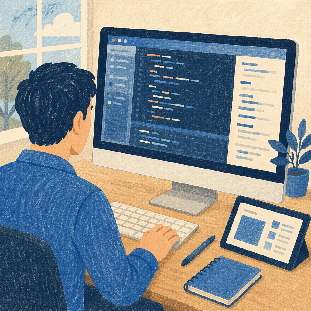 Calm Developer Workspace With Multiple Screens