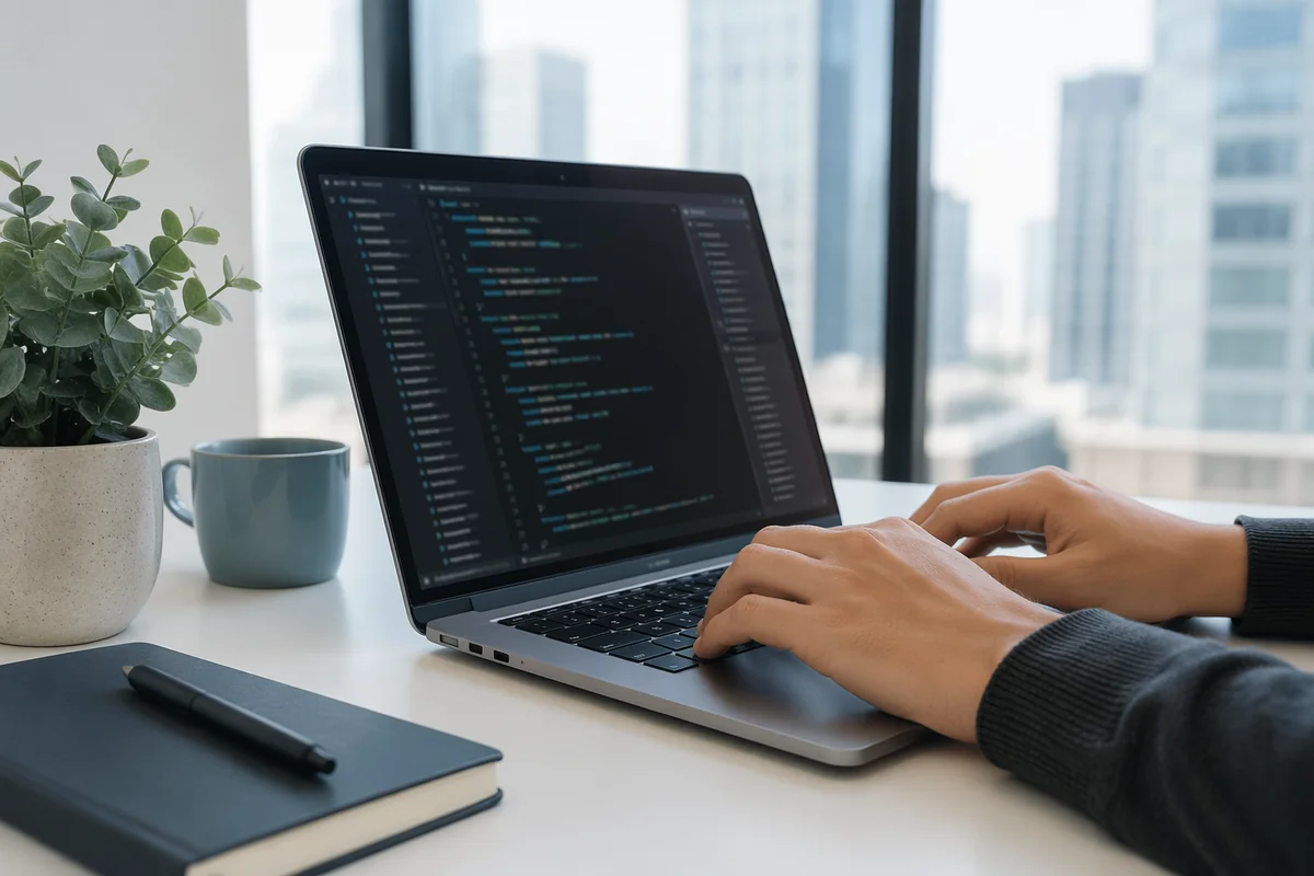 Modern Developer Workspace with Multiple Screens