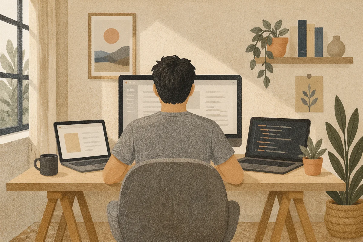 Calm Developer Workspace with Multiple Screens