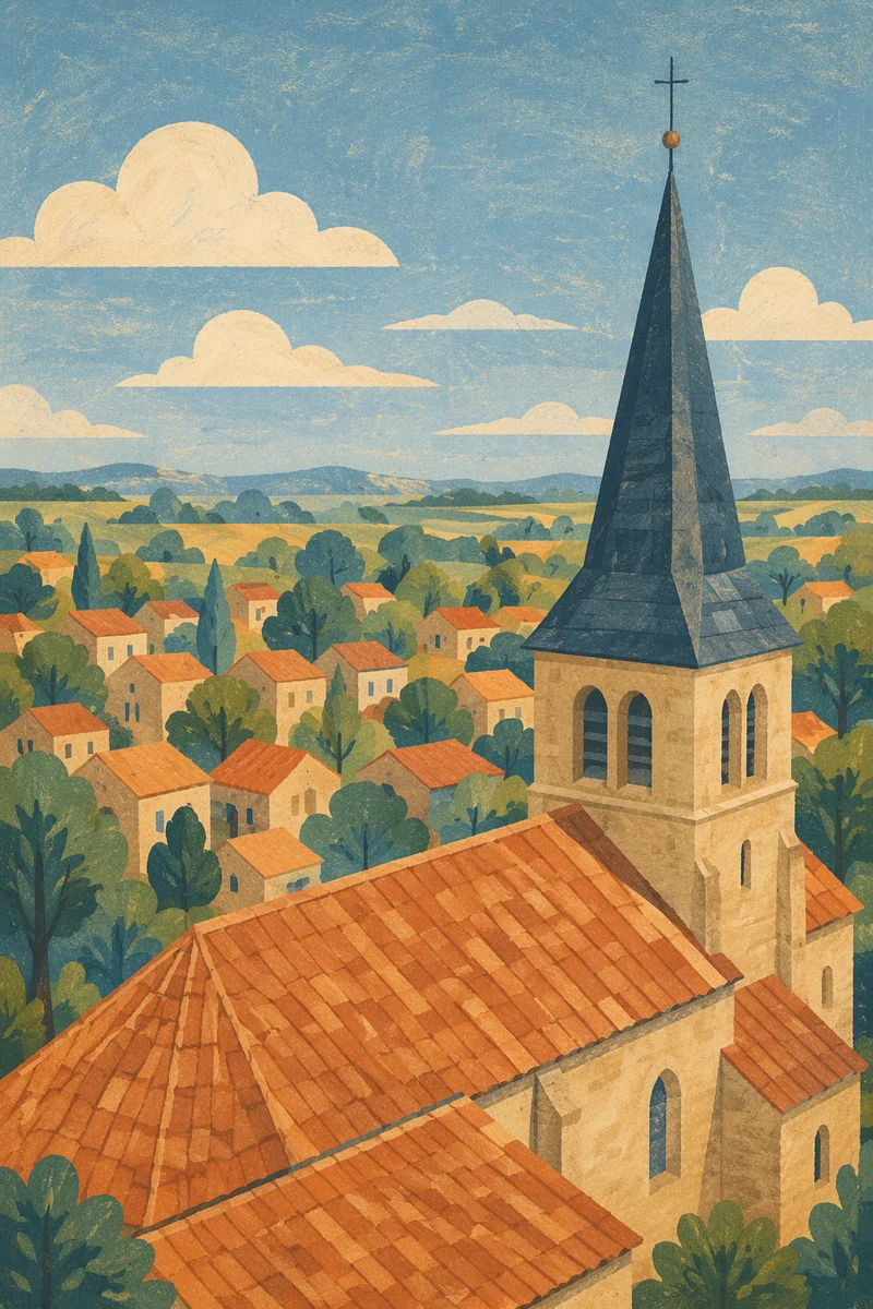 Aerial View of Historic Church Town