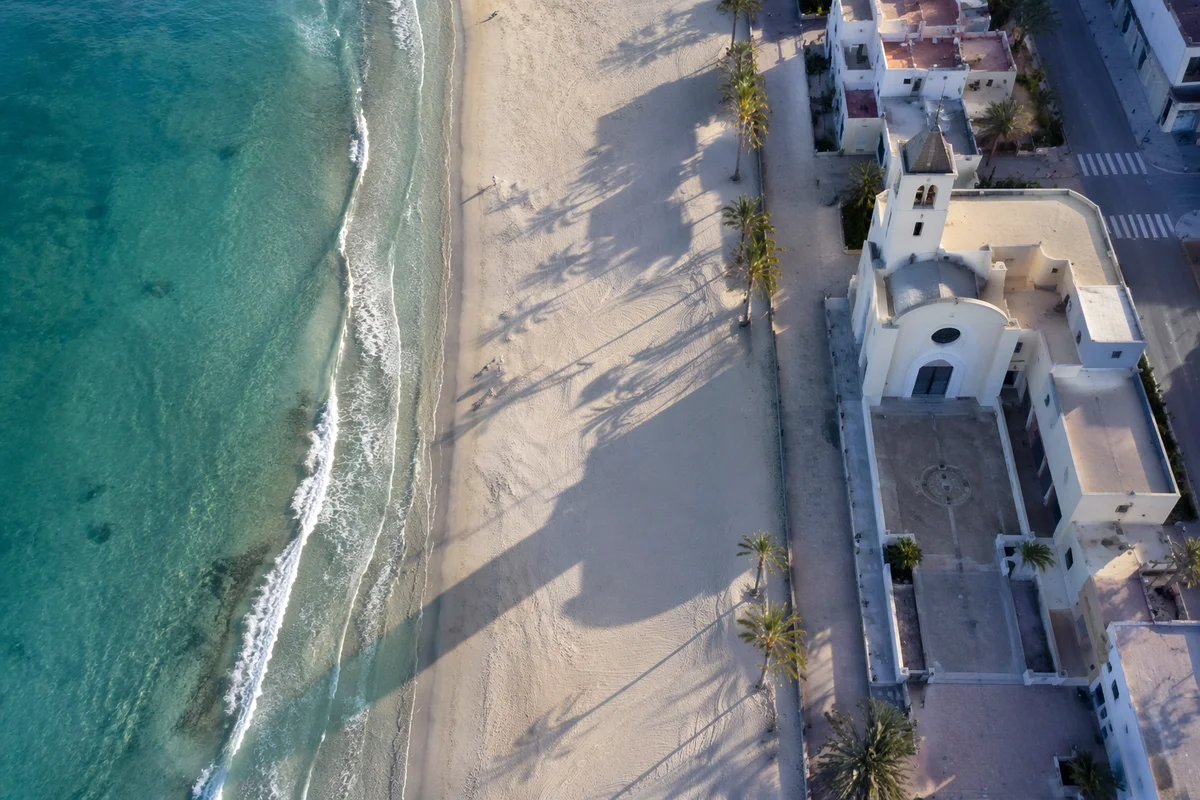 Aerial Coastal Church by Turquoise Shore