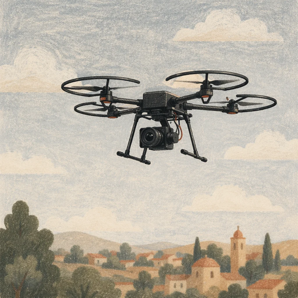 Professional Drone Camera in Overcast Sky