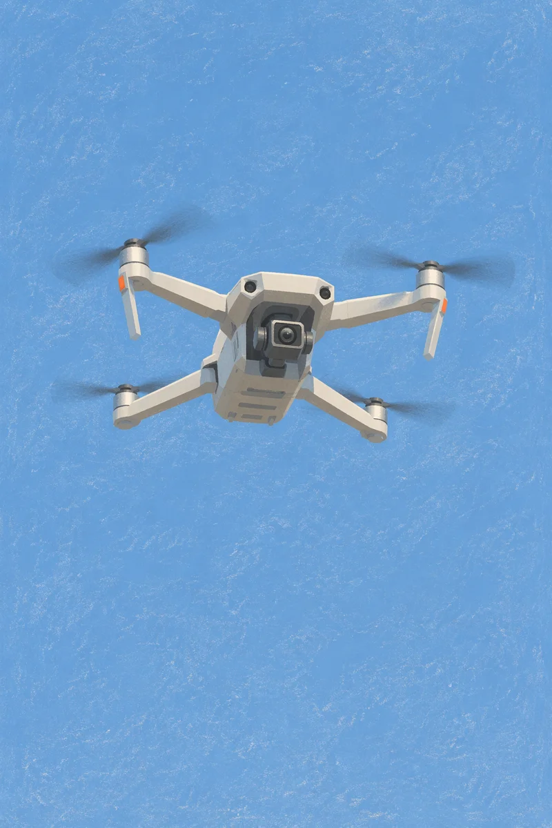 Minimal Drone Hovering in Blue Sky