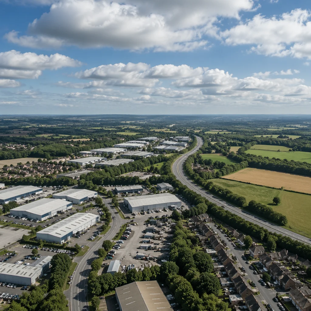 Drone Aerial View of Suburban Farmland