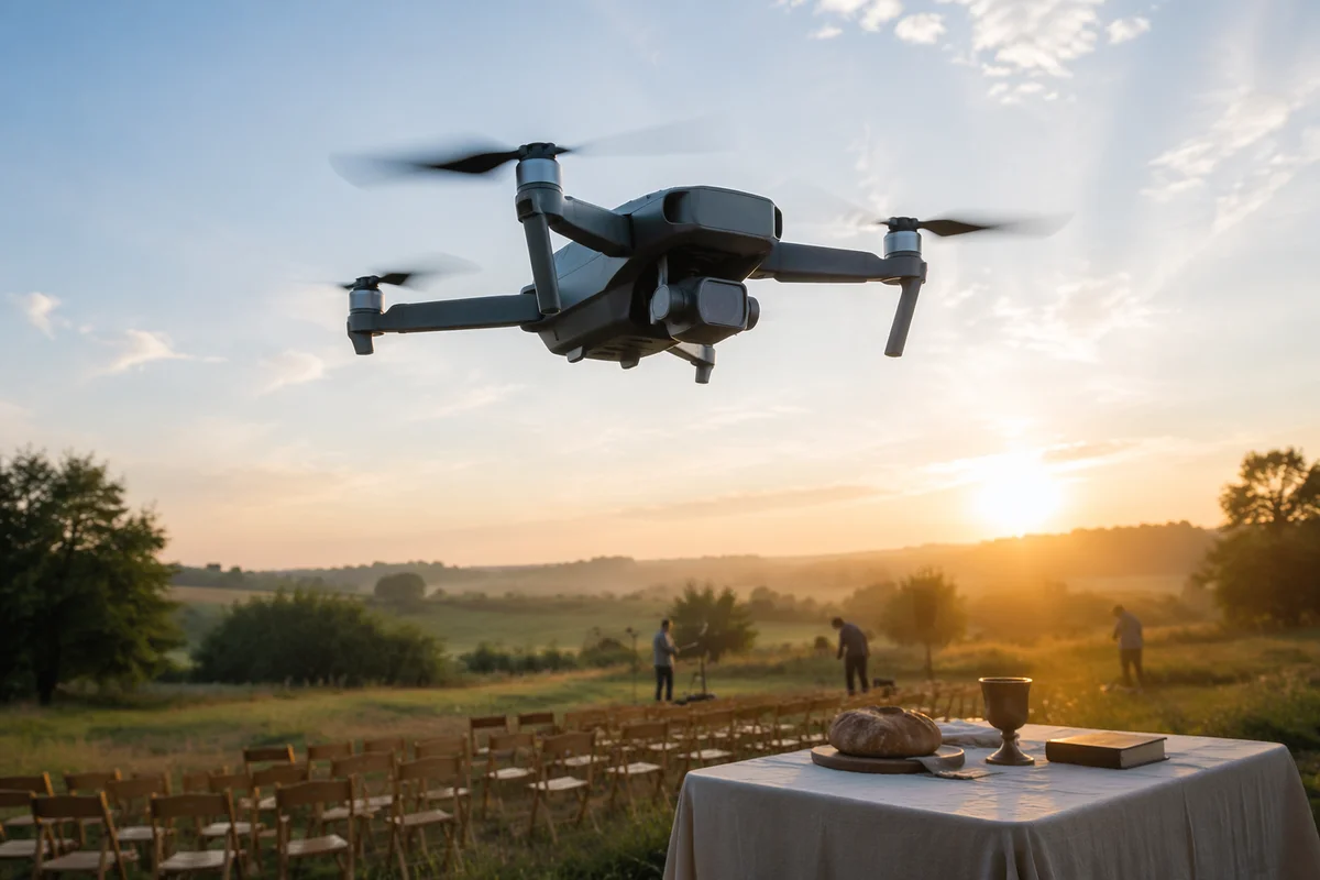 Drone Over Sunrise Outdoor Faith Gathering