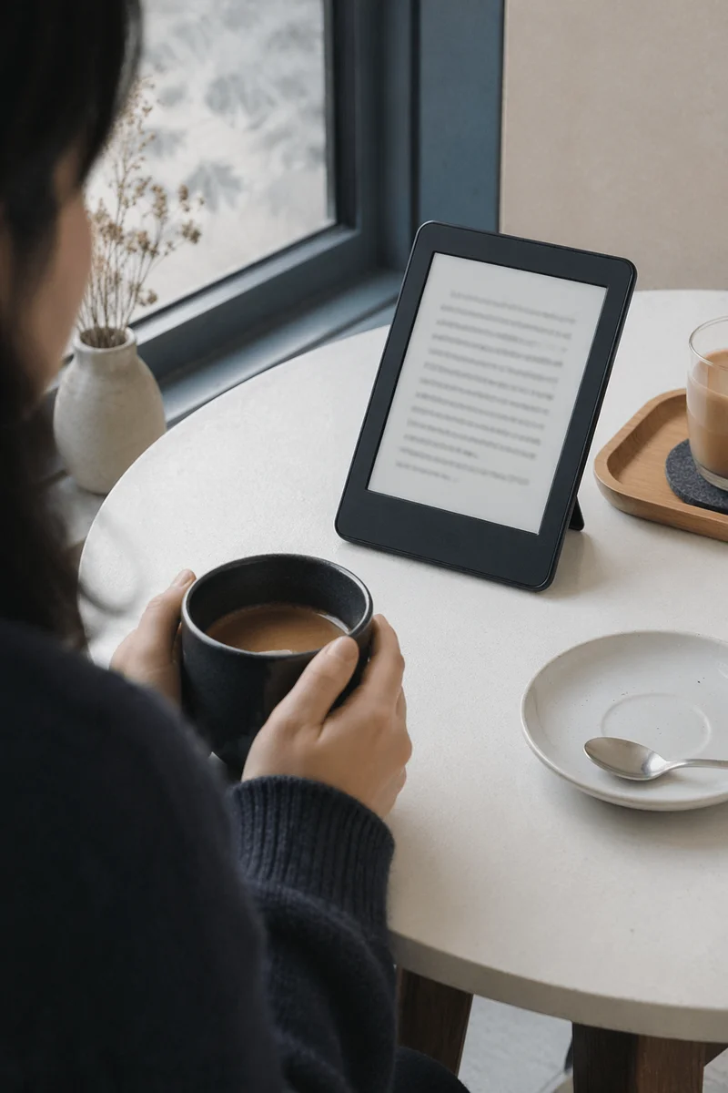 Quiet Café Ebook Reading with Coffee