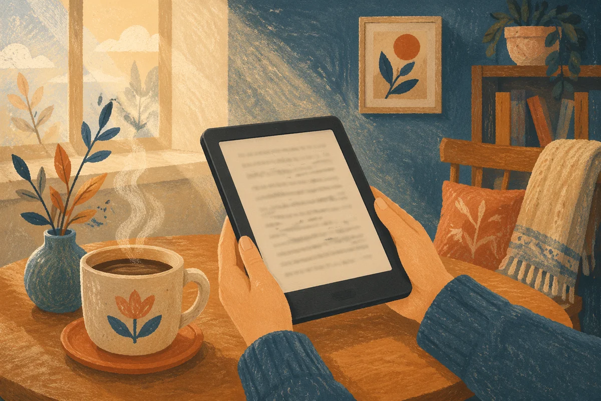 Cozy Ebook Reader and Coffee Morning