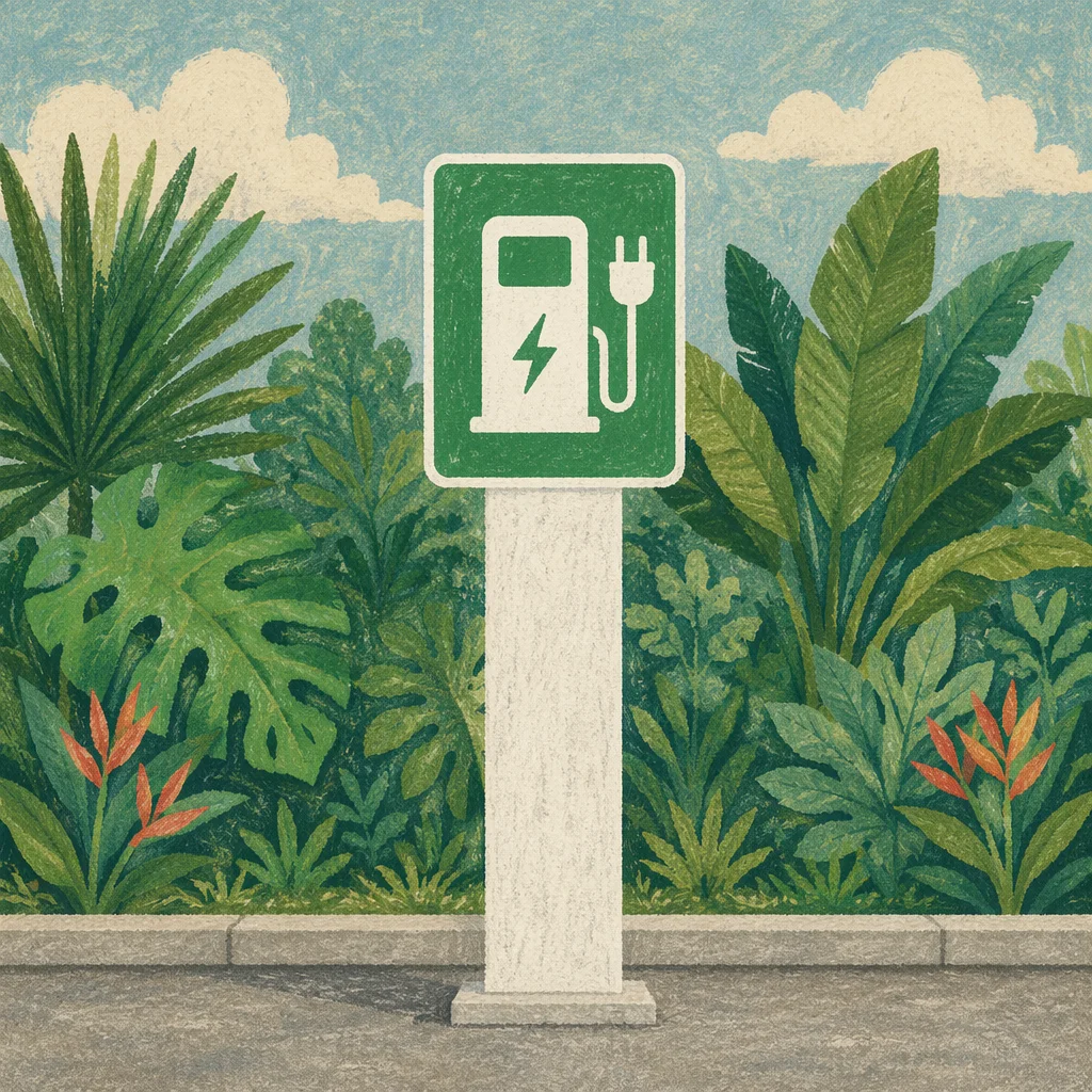 Green Electric Car Charging Station Sign