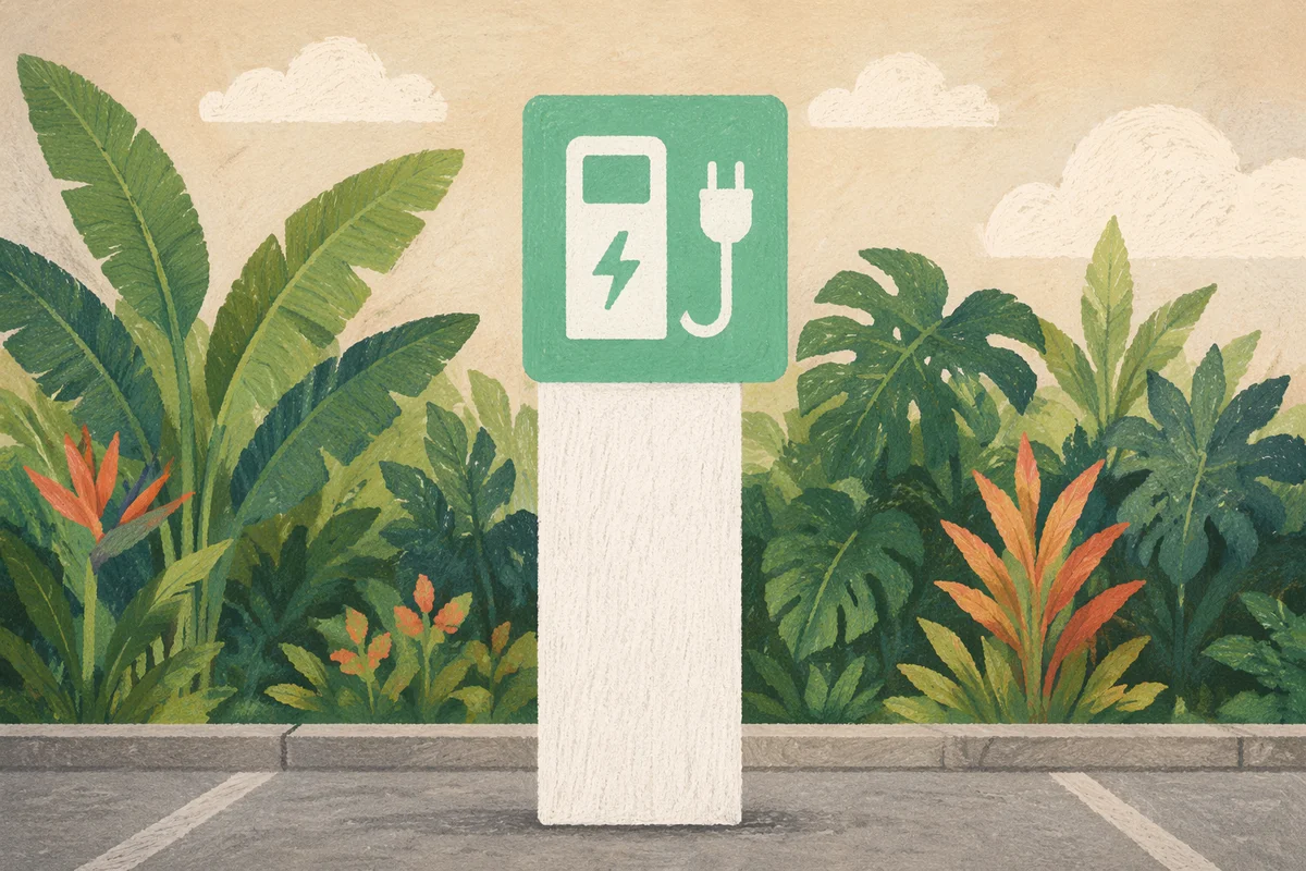 Green Electric Car Charging Station Sign