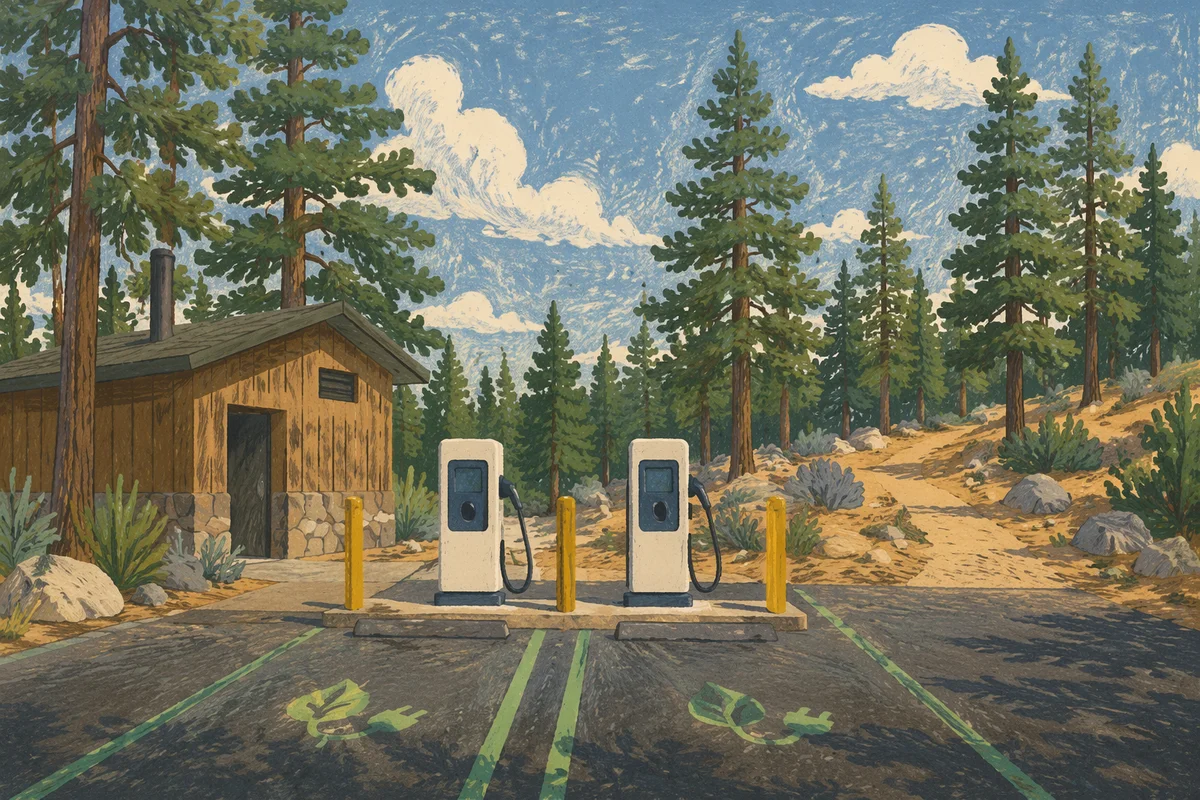 Green EV Charging Station in Rustic Park
