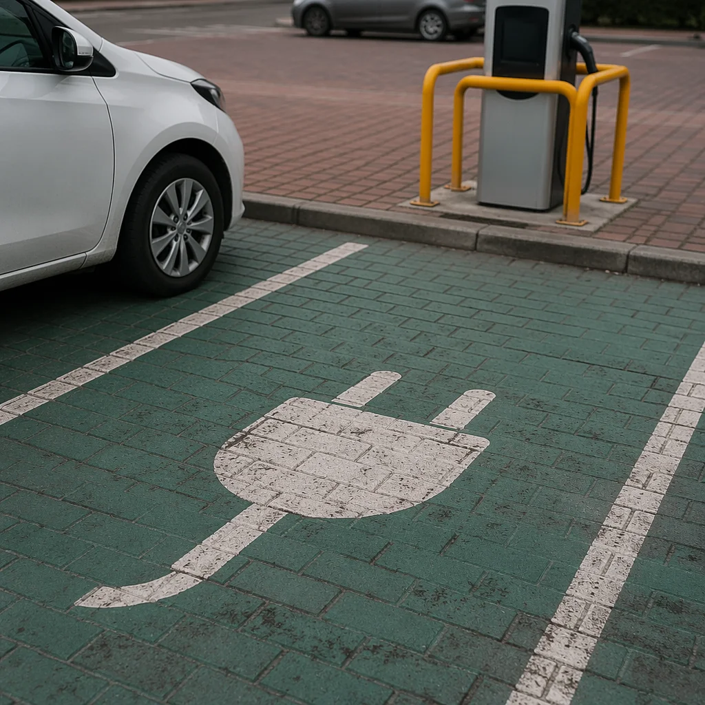 Green Electric Car Charging Bay