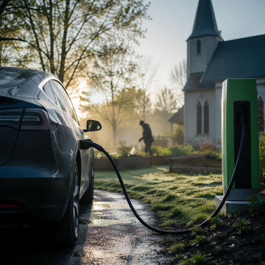 Green EV Charging Beside Chapel Garden