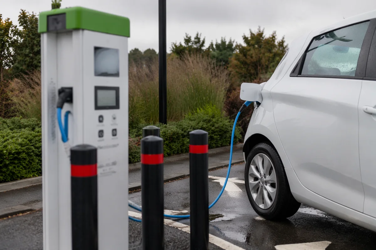 Green Electric Car Charging Station