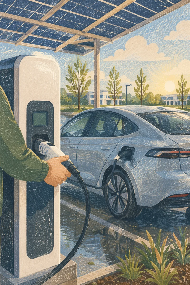 Solar Canopy Electric Car Charging Morning