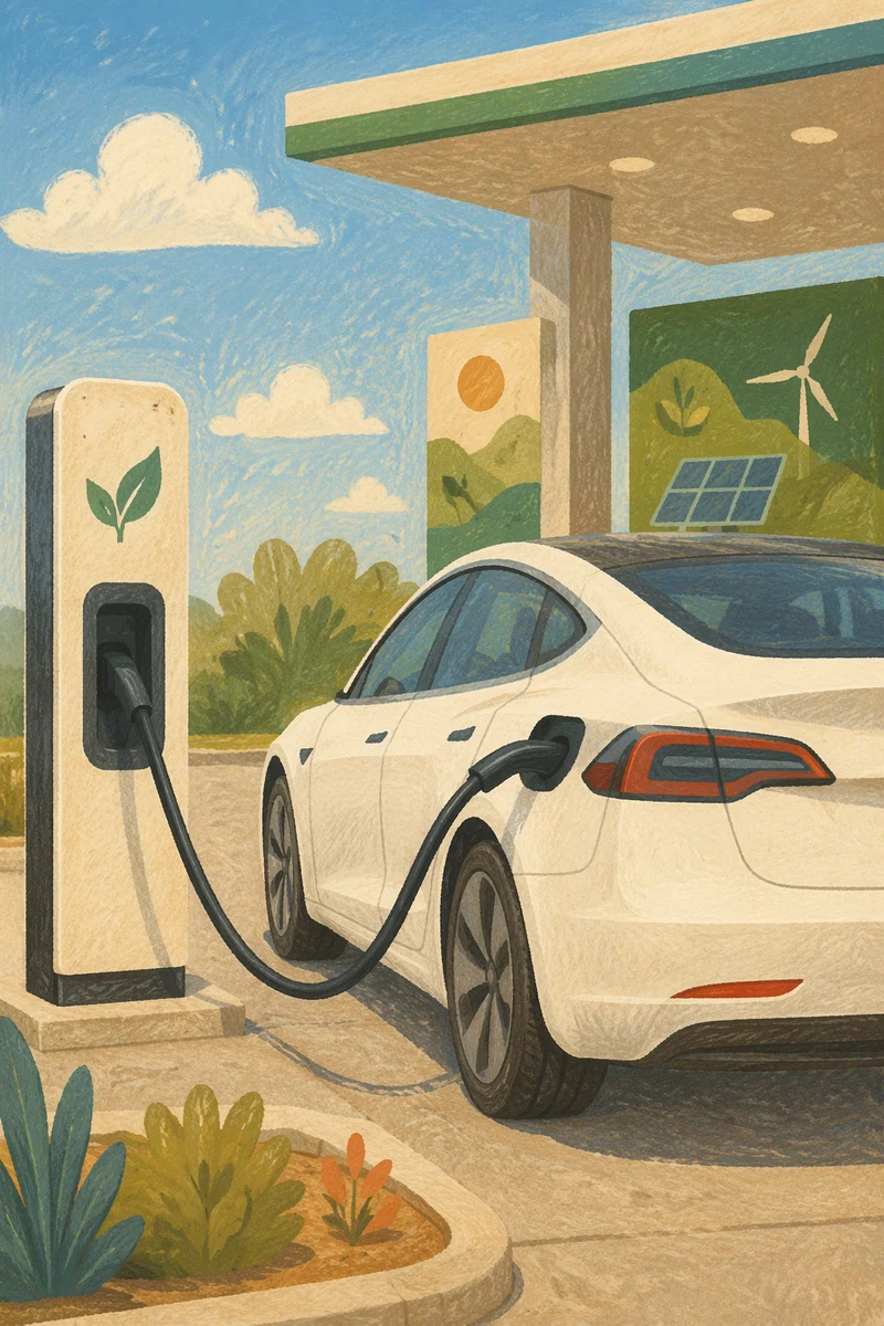 Electric Car Charging in Green Energy Setting